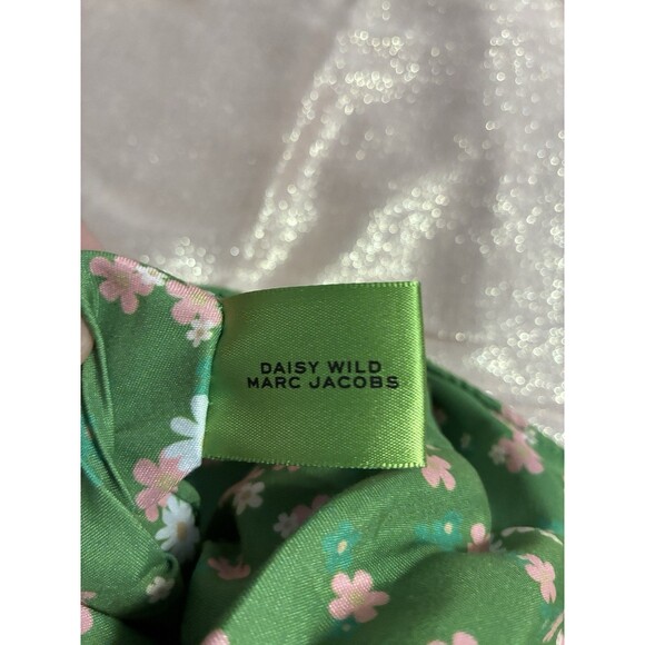 Marc Jacobs Daisy Wild Green Corduroy Tie Top Pouch Floral Liner Fabric Bag - Picture 7 of 10